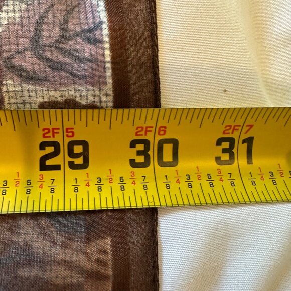 Floral Sheer Square Scarf Brown Purple Lightweight Polyester Vintage Design - Picture 6 of 9